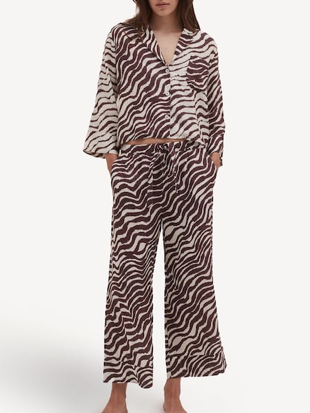 Cocoa/Cream Boxy Short & Wide Leg Trouser Set (F49561) | £225