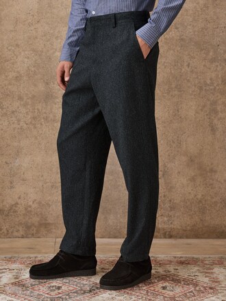 Charcoal Grey Relaxed Fit Wool Blend Suit Trousers