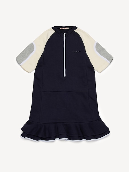 Blue Logo Colourblock Dress With Peplum Hem Detail (F50093) | £153