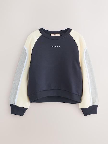 Blue Logo Cropped Colourblock Sweatshirt (F50094) | £134