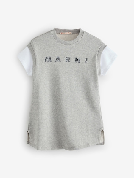 Grey T-Shirt Dress With Diamante Logo (F50106) | £134
