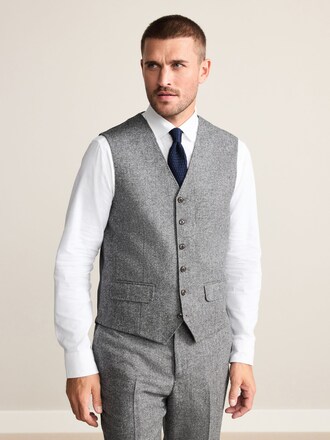 Grey Signature Abraham Moon 100% British Wool Donegal Suit Waistcoat