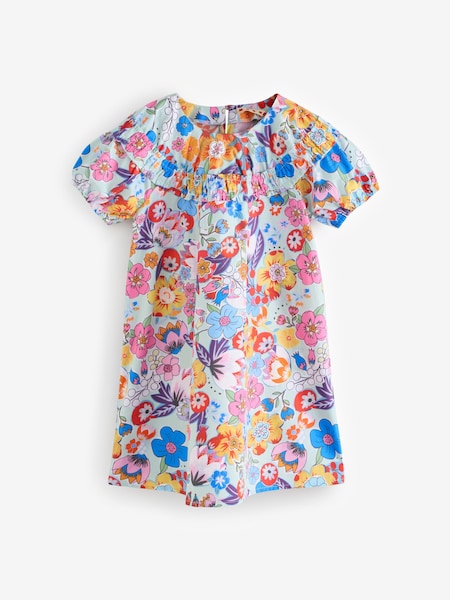 Blue Floral Printed Occasion Dress (F50202) | £182