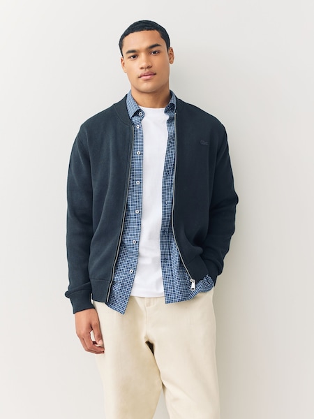 Blue Bomber Style Wool and Cotton Interlock Jacket (F50831) | £170