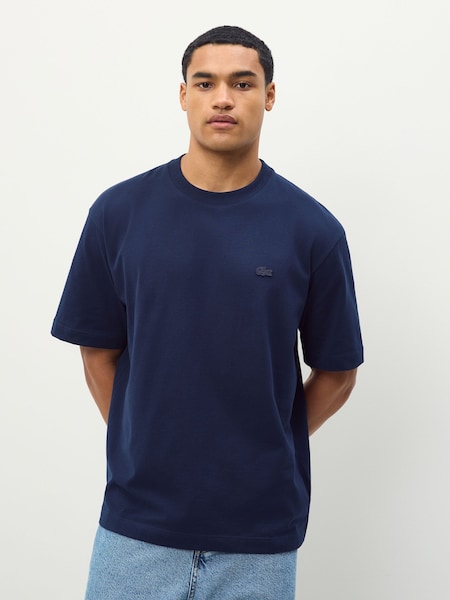 Navy Blue Loose Fit Heavy Cotton Jersey T-Shirt (F51000) | £65