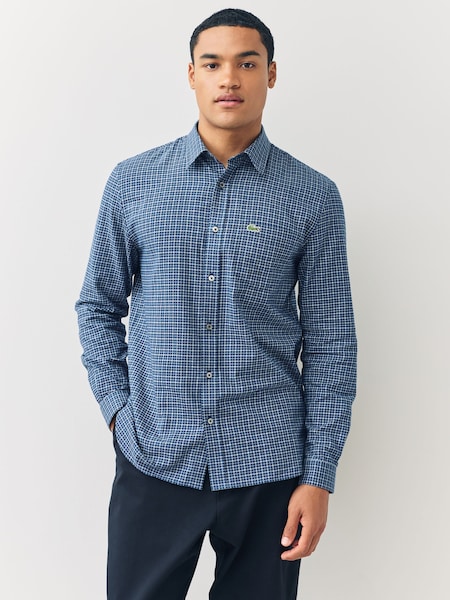 Blue Small Check Flannel Shirt (F51066) | £125