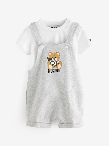 Grey Baby Logo Short Sleeve T-Shirt and Dungarees Set (F56905) | £168
