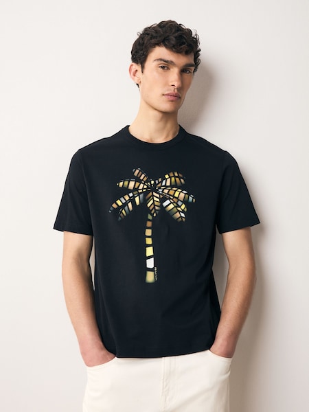 Regular Fit Graphic Black T-Shirt (F57339) | £70