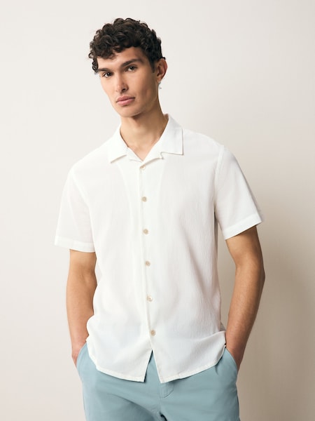 Regular Fit Short Sleeve White Shirt (F57359) | £125