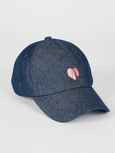 Blue Heart Swirl Embroidered Denim Cap (F60869) | £70