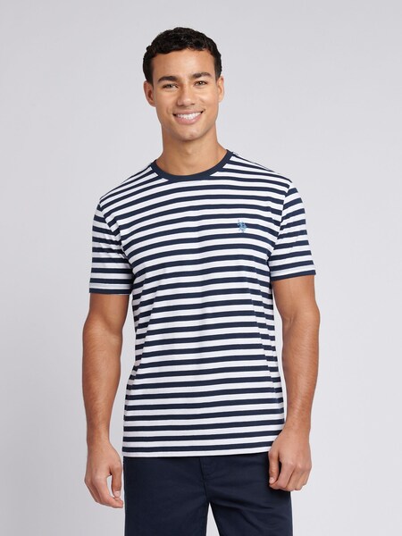 Blue Mens Pencil Stripe Classic 100% Cotton T-Shirt (F61791) | £30