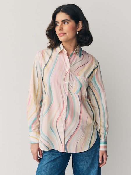 100% Cotton Swirl Print Pink Shirt (F62535) | £260