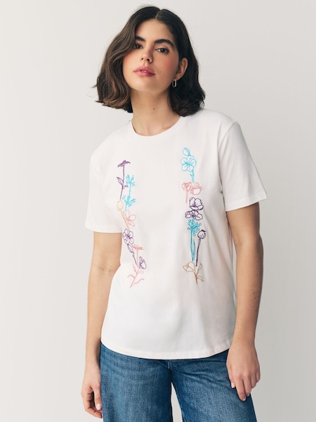 Flower Embroidery T-Shirt (F62830) | £100