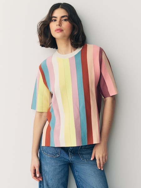 Stripe Knitted Short Sleeve Top (F62842) | £260