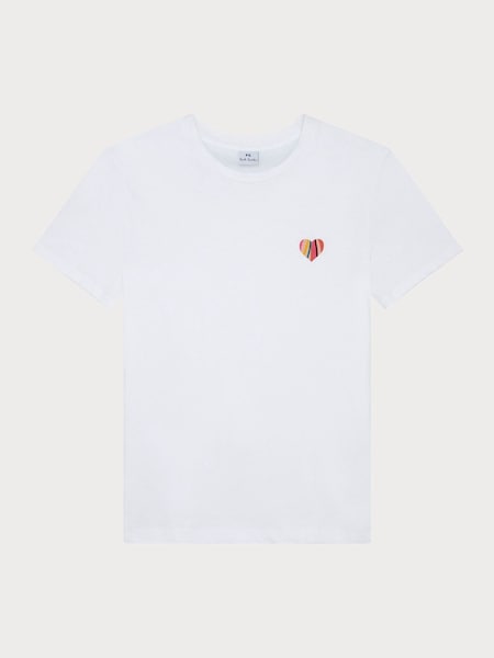 100% Cotton Heart Graphic White T-Shirt (F62851) | £75