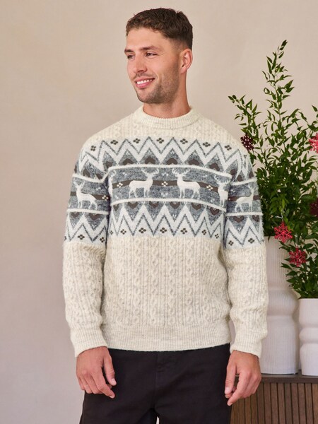 Ecru Fairisle Pattern Matching Family Christmas Jumper (F68930) | £38
