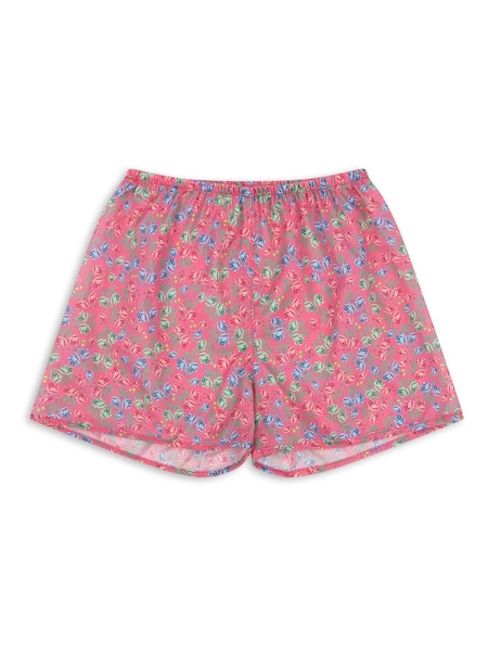 Pink 100% Organic Cotton Pacey Floral Print Shorts (F69518) | £35