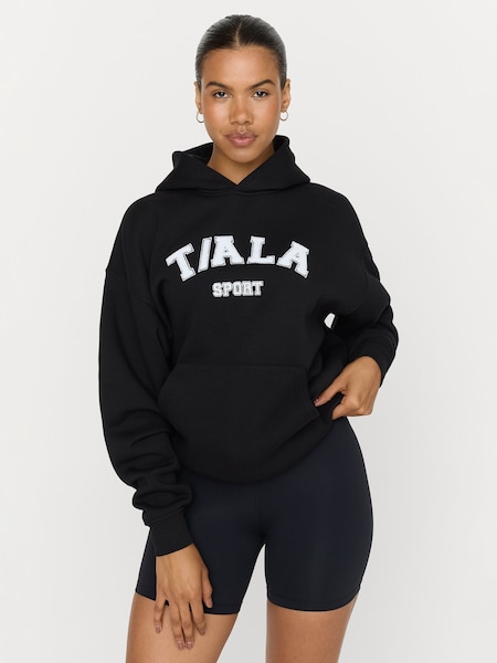 Black Oversized Volley Hoodie with Fleece (F70772) | £59