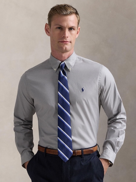 Grey Custom Fit Stretch Oxford Shirt (F71339) | £139