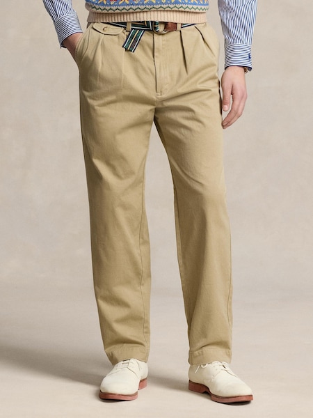 Green Whitman Relaxed Fit Pleated Chino Trousers (F71347) | £219