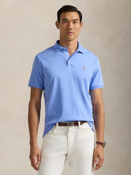 Blue Custom Slim Fit Soft Polo Shirt (F71351) | £129