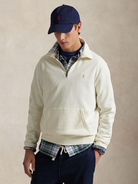 Cream Loopback Fleece Quarter-Zip Sweatshirt (F71352) | £179