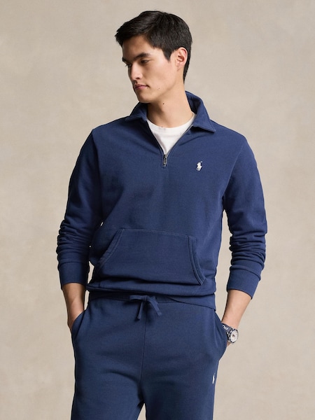 Blue Loopback Fleece Quarter-Zip Sweatshirt (F71356) | £179