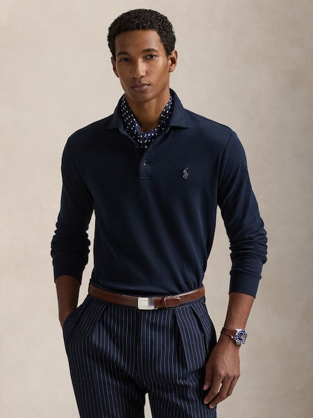 Blue Luxury Jersey Polo Shirt (F71357) | £159