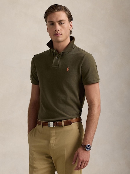 Khaki Short Sleeve Knit Polo Shirt (F73492) | £115