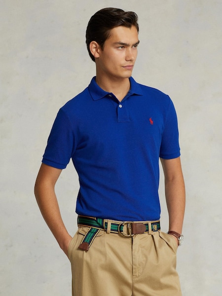 Royal Blue Short Sleeve Mesh Polo Shirt (F73495) | £115