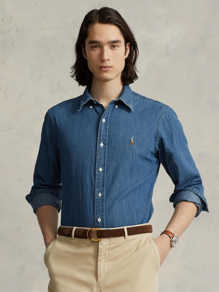 Blue Long Sleeve Sport Shirt (F73496) | £145