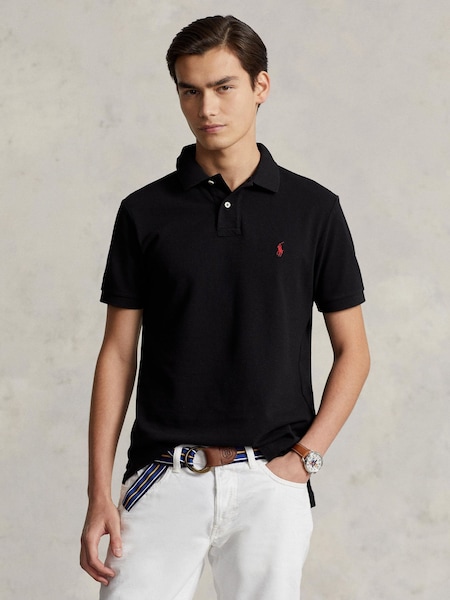 Black Short Sleeve Mesh Polo Shirt (F73500) | £115