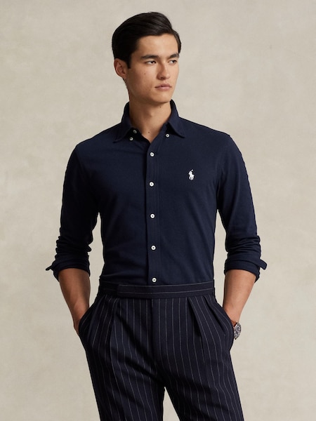 Blue Long Sleeve Knit Shirt (F73516) | £135