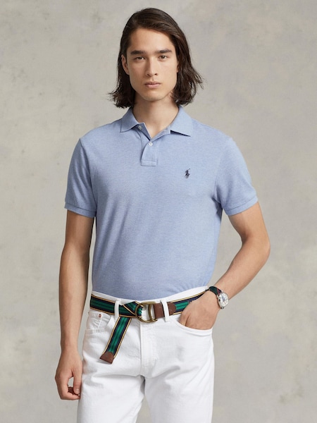 Light Blue Short Sleeve Knit Polo Shirt (F73547) | £115