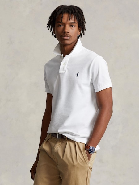 White Short Sleeve Knit Polo Shirt (F73563) | £115