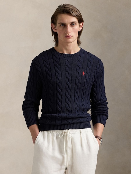 Navy Blue Driver Long Sleeve Pullover Jumper (F73565) | £190