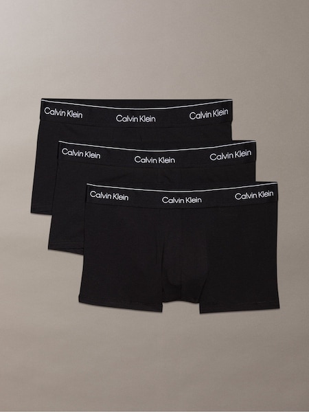 Black Tonal Icon Cotton Stretch 3 Pack Low Rise Boxer Trunks (F73952) | £44