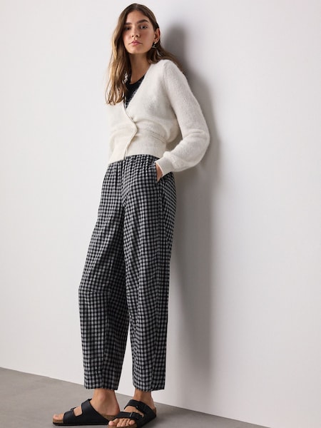 Black/Grey Gingham Brushed Barrel Leg Trousers (F74548) | £26