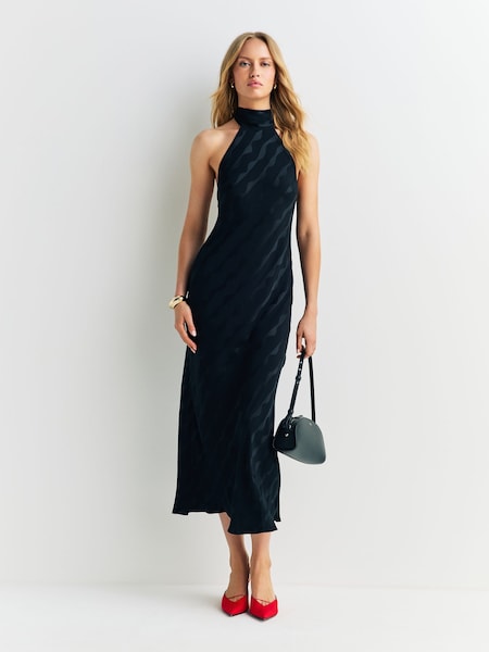 Black Wave Jacquard Maura Dress (F76402) | £295