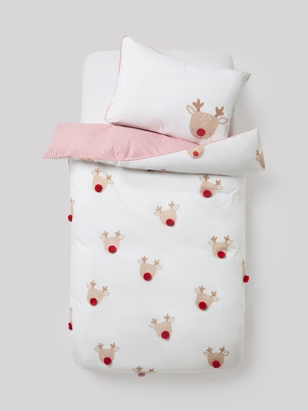 Reindeer Pom Christmas Duvet Cover and Pillowcases Set (F82207) | £23 - £35
