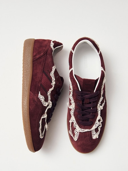 Burgundy Red Crochet Leather Trainers (F84488) | £160