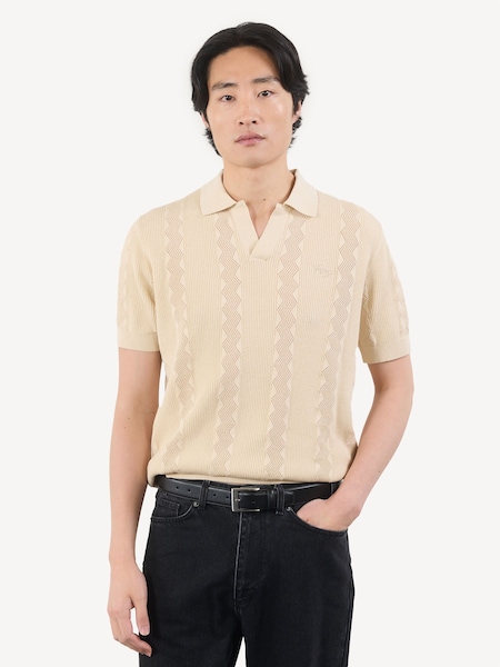 Cream Genoa Knitted Polo Shirt (F92342) | £140