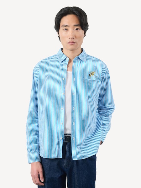 Blue Olive Pinstripe Shirt (F92354) | £170