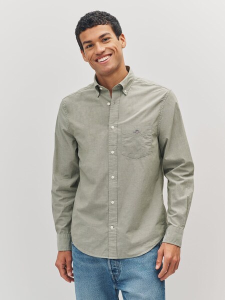 Grey Regular Fit 100% Cotton Classic Poplin Shirt (F95254) | £90