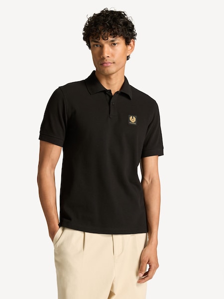 Black Cotton Pique Polo Shirt (F95702) | £95