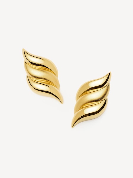 Gold Tone Oversized Savi Signature Stud Earrings (F96371) | £115