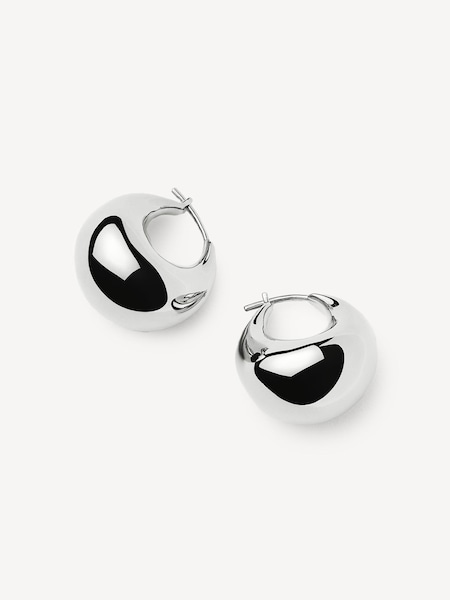 Silver Tone Mini Sculptural Volume Hoop Earrings (F96374) | £115