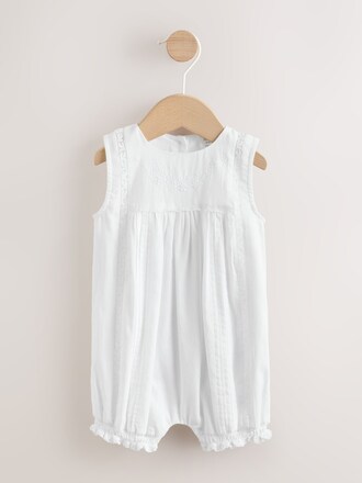 White Lace Woven Baby Romper (0mths-2yrs)