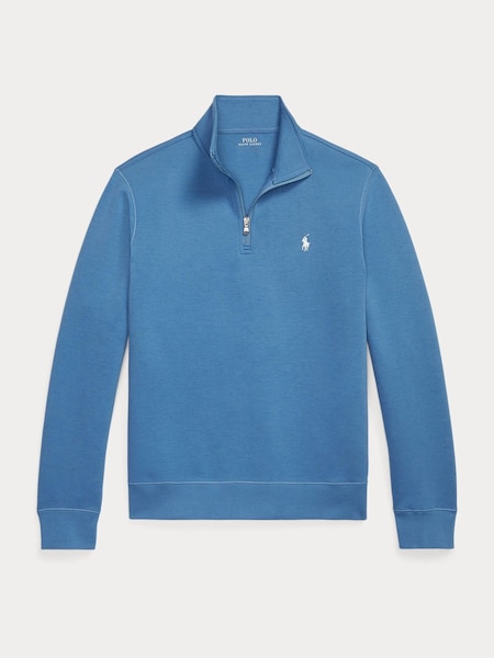 Delta Blue Double Knit Tech Quarter Zip Sweatshirt (G07101) | £175