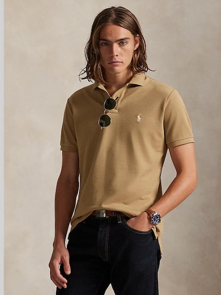 Cafe Tan Custom Fit Pique Polo Shirt (G07113) | £125